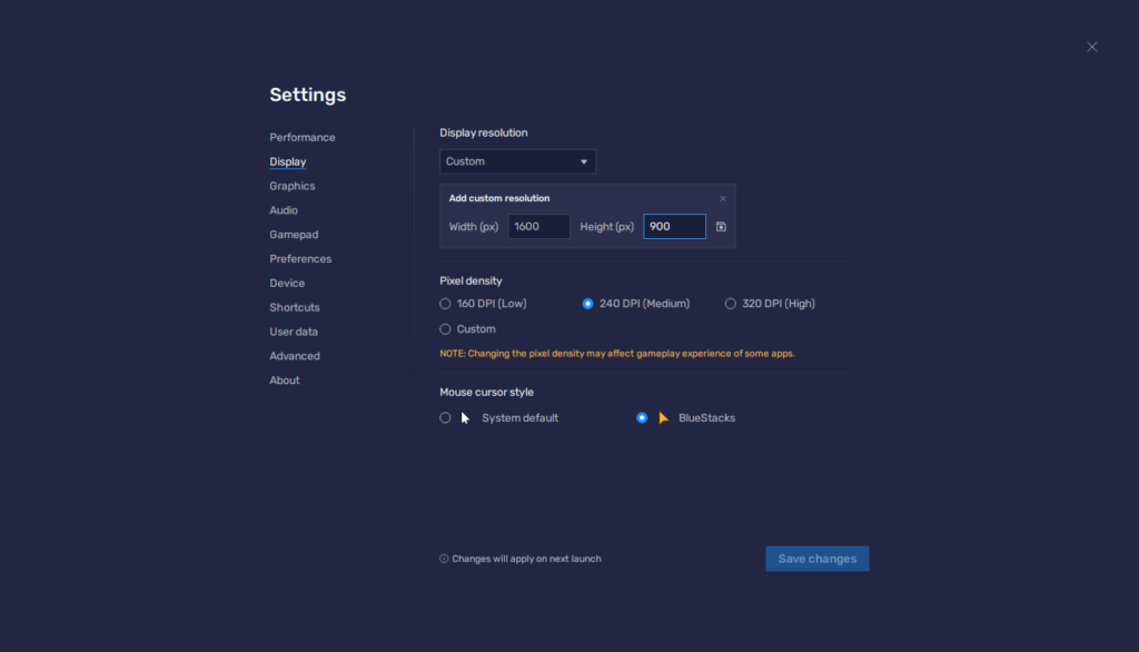 BlueStacks settings